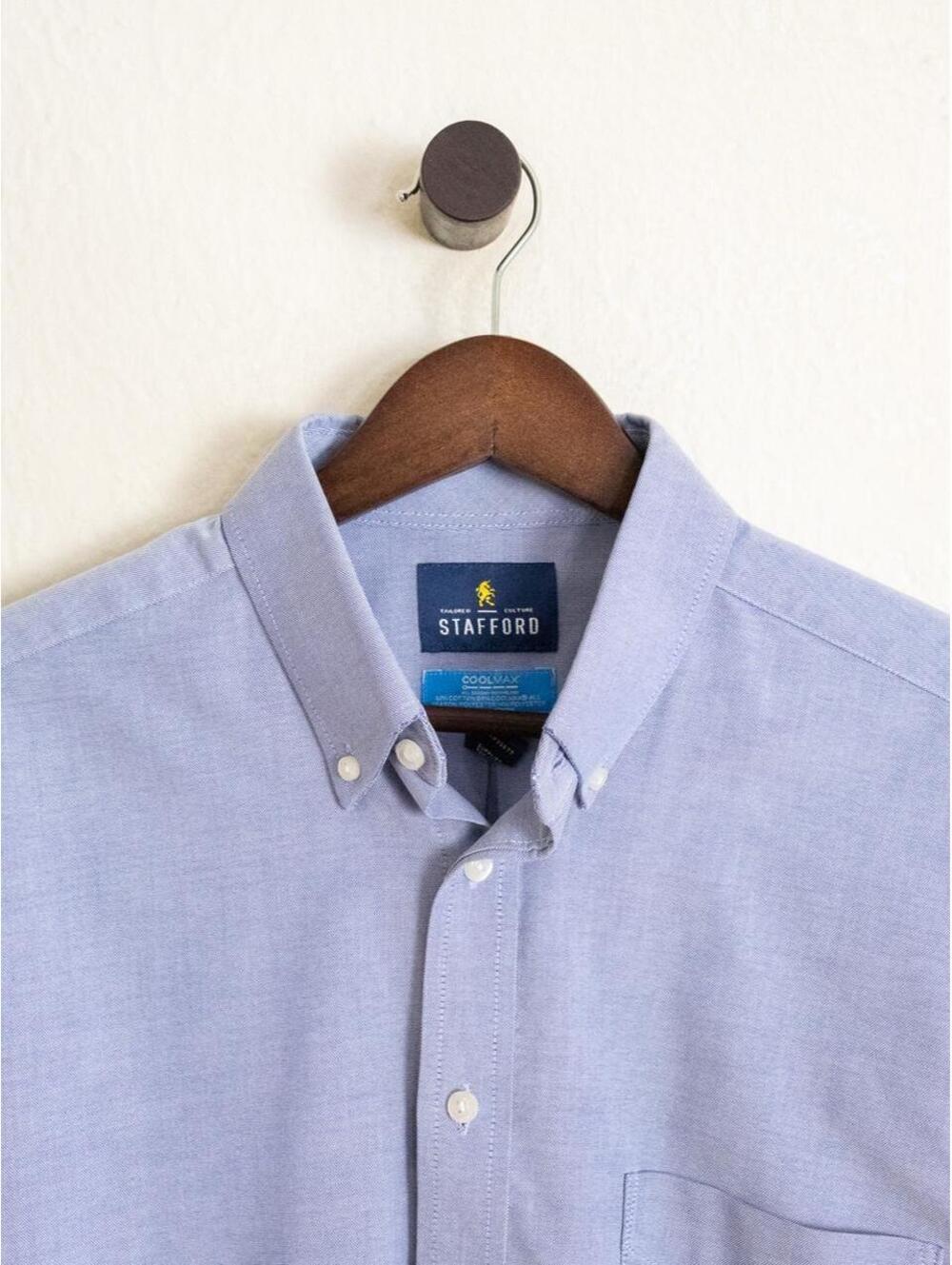 Stafford Coolmax Blue Oxford Button-Down Shirt